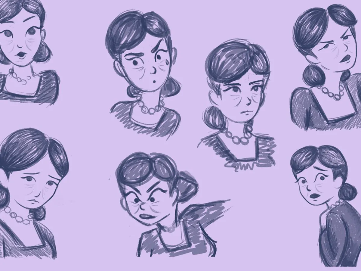 A series of sketches of a character