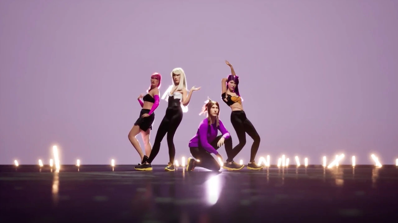 3D model characters posed as a girl music group