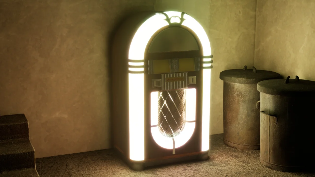glowing image of a jukebox