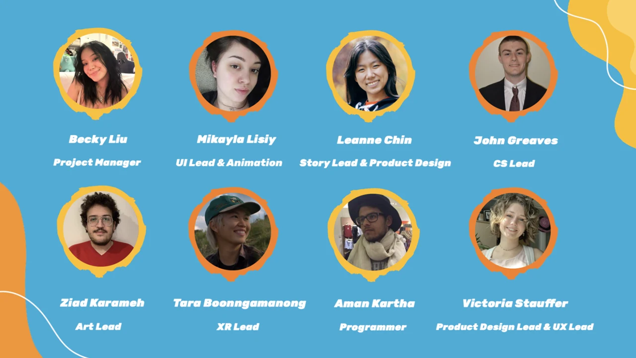 Pictures of each team member, their names, and what their role was for the 'Next Stop Philadelphia' project.