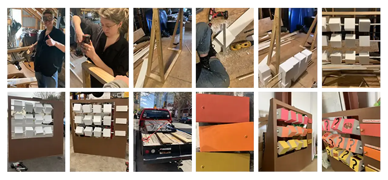 Progress photos of the game for Reading Terminal Market.