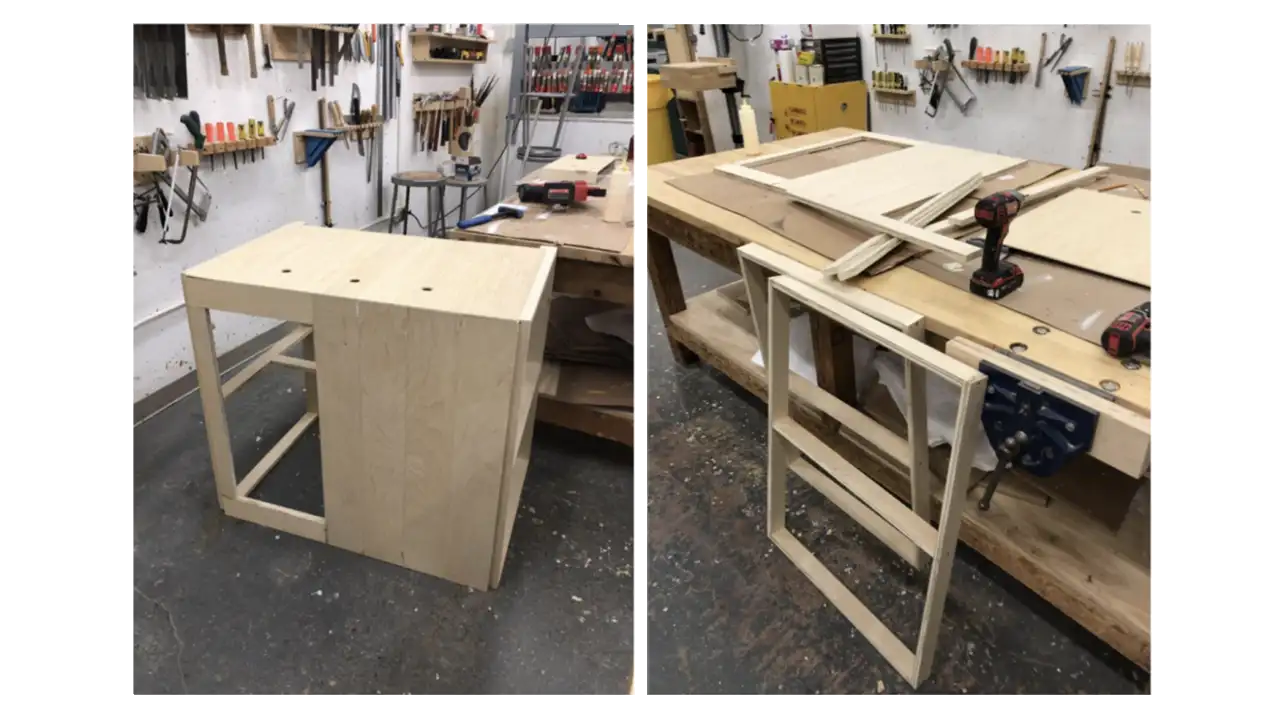 Progress photos of the Reading Terminal Market stand.