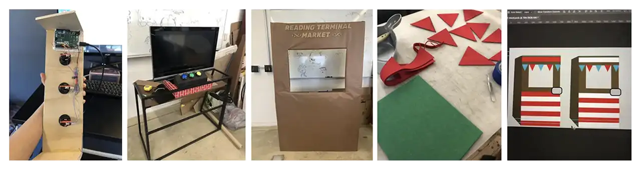 More progress photos of the Reading Terminal Market standing, show how it was wired and decorated.