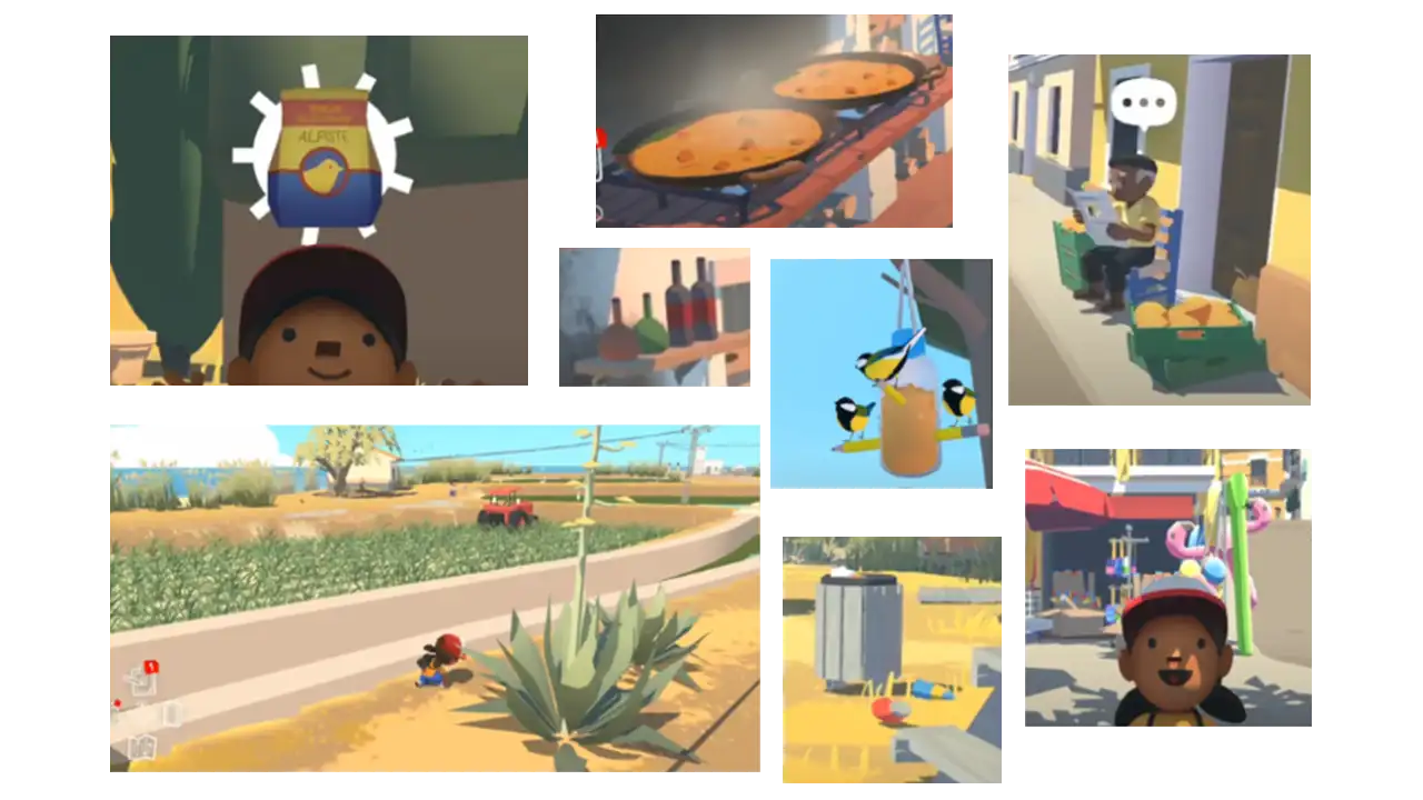 Screenshots from Alba that inspired the 3D models for the Reading Terminal Market game.