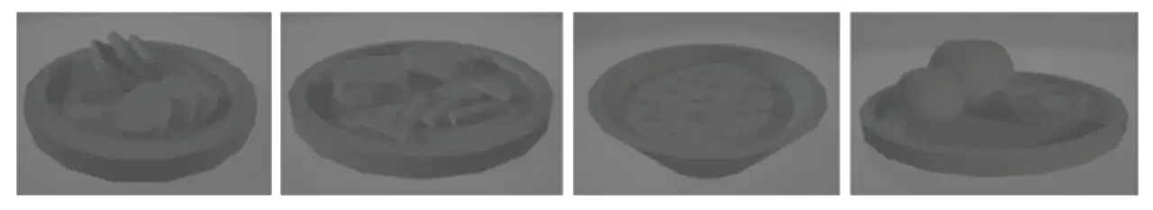 New low-fidelity renders of food models.