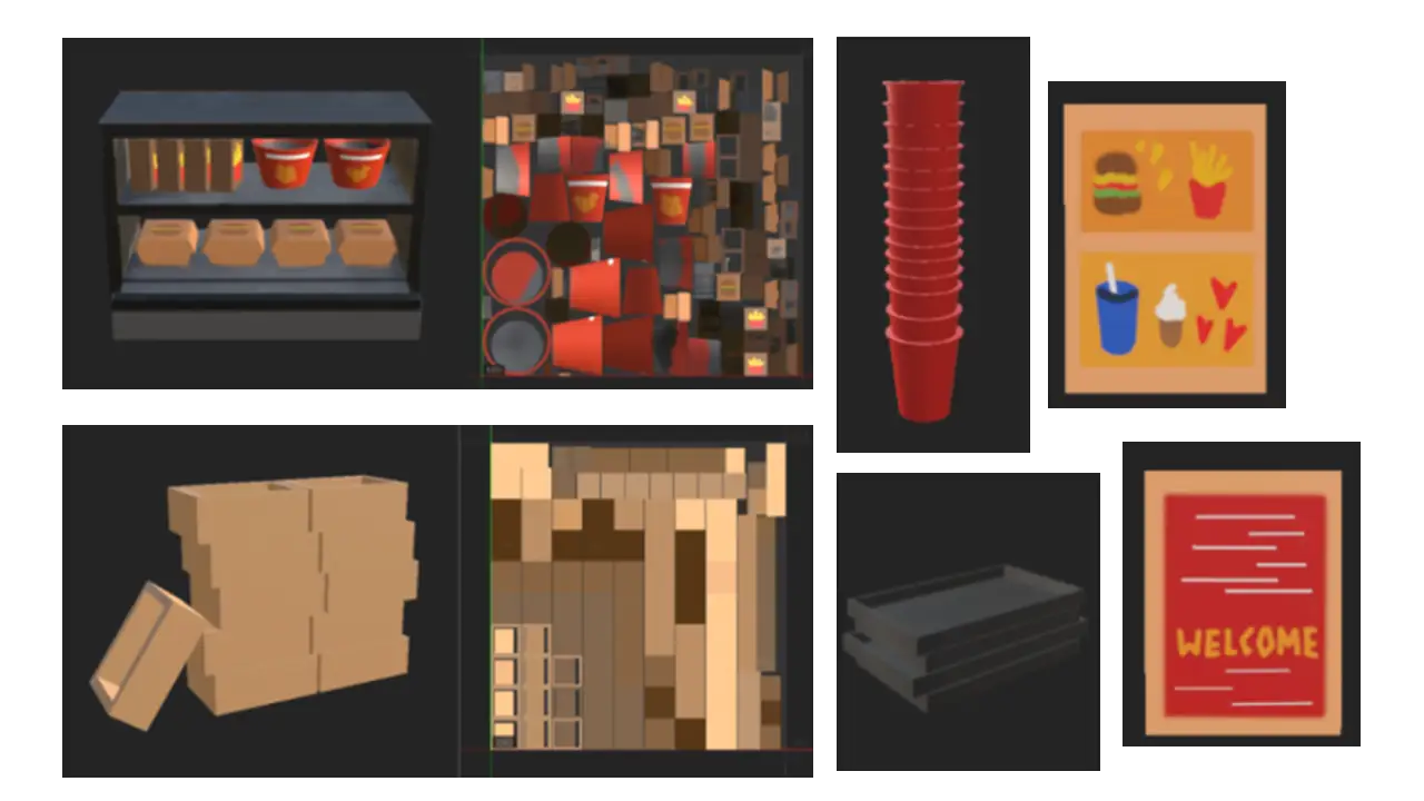 High-fidelity renders of background decorations.