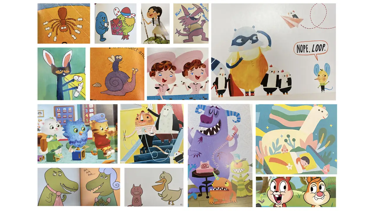 Pictures of characters from children's books which inspired 'Next Stop, Philadelphia!'s mascots.