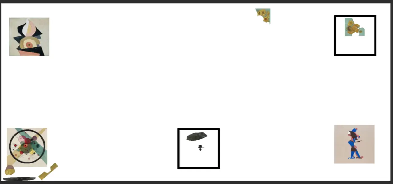 Screenshot from the Philadelphia Museum of Art game demo when all pieces are sorted.