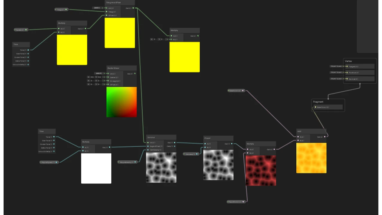 Code showing how the texture of the molten lava changes when certain criterial are met.