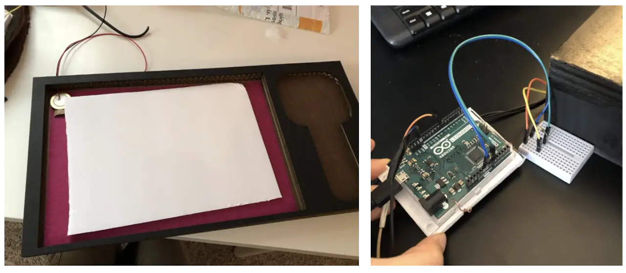 Inner wiring and mechanisms making the Liberty Bell game controllers work.
