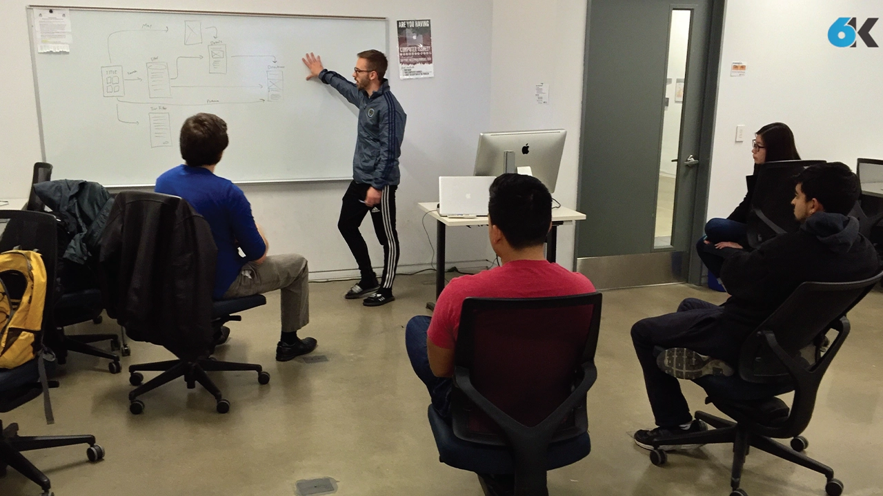 Team meeting going over the core functions and values of the URBN Explore app.