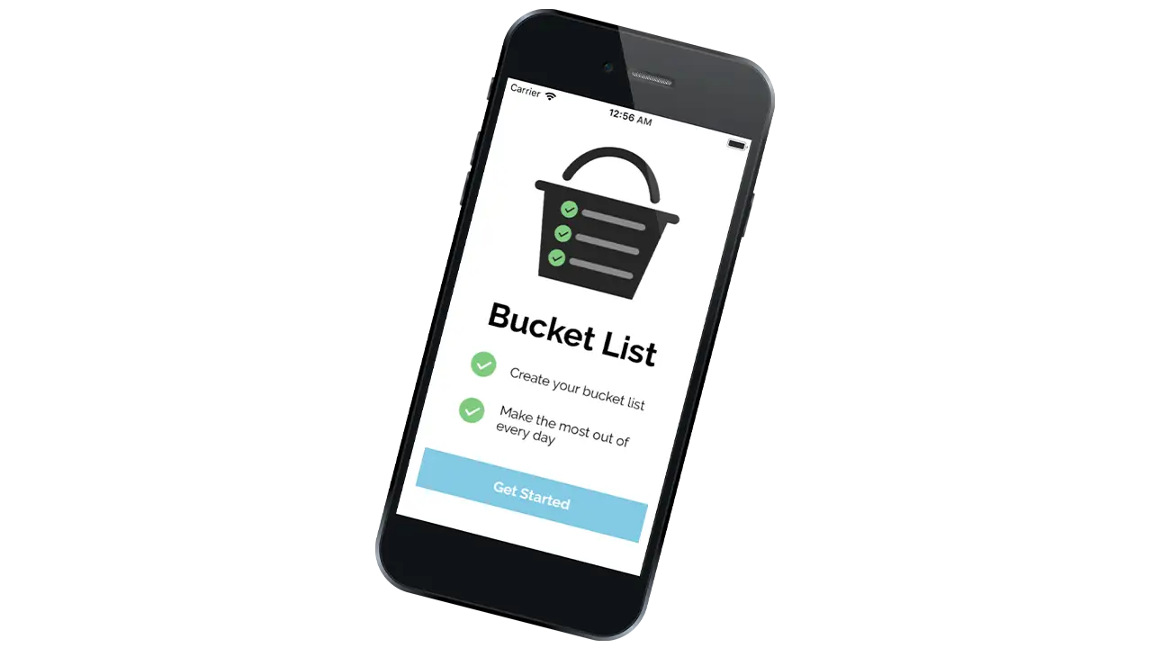 Homescreen of Bucket List app.