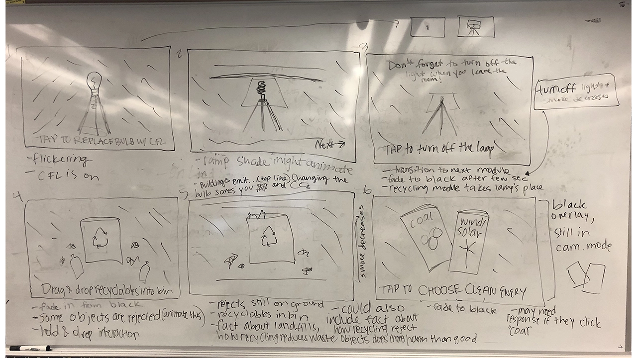 Final storyboard for CO2Black, focusing more on the experience and imparting knowledge.
