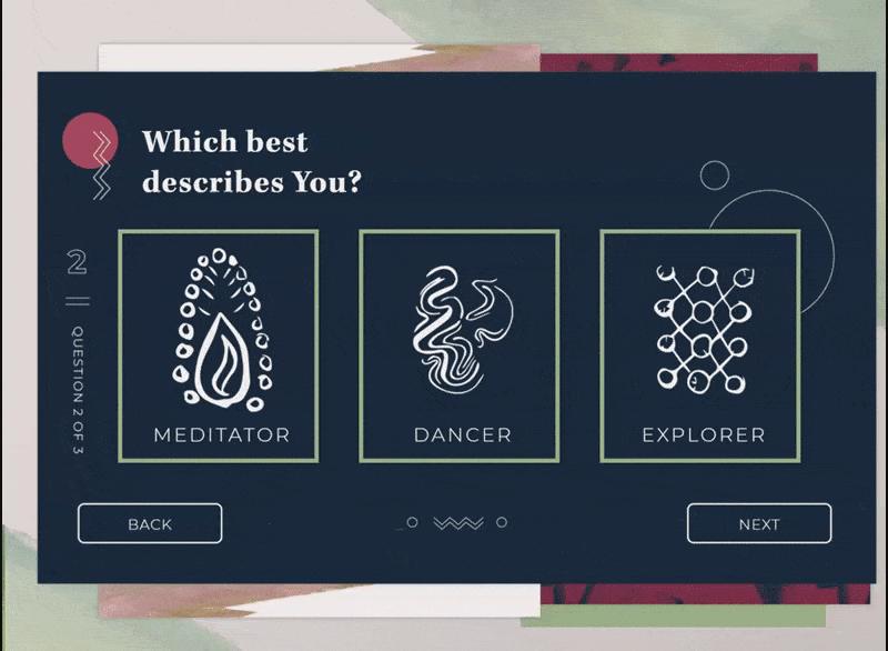 Final interface design of the energy table, showing how users tap through each screen.