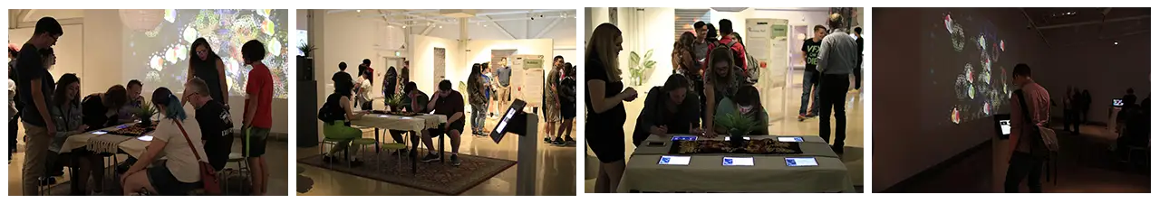 Visitors coming together as a community and participating in the energy table activity.