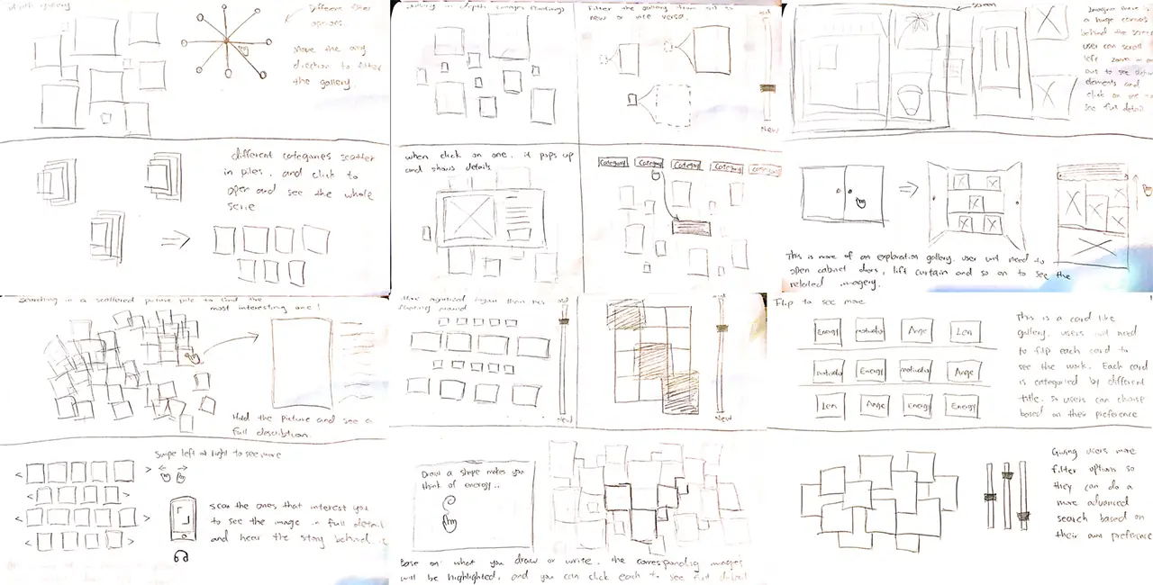 Sketches showing how the gallery would be designed.