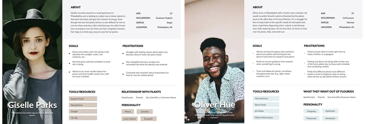 Two user personas representing target audience.