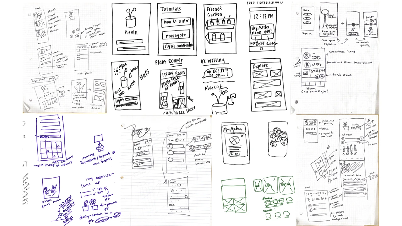 Initial sketches of possible for digital and physical product.