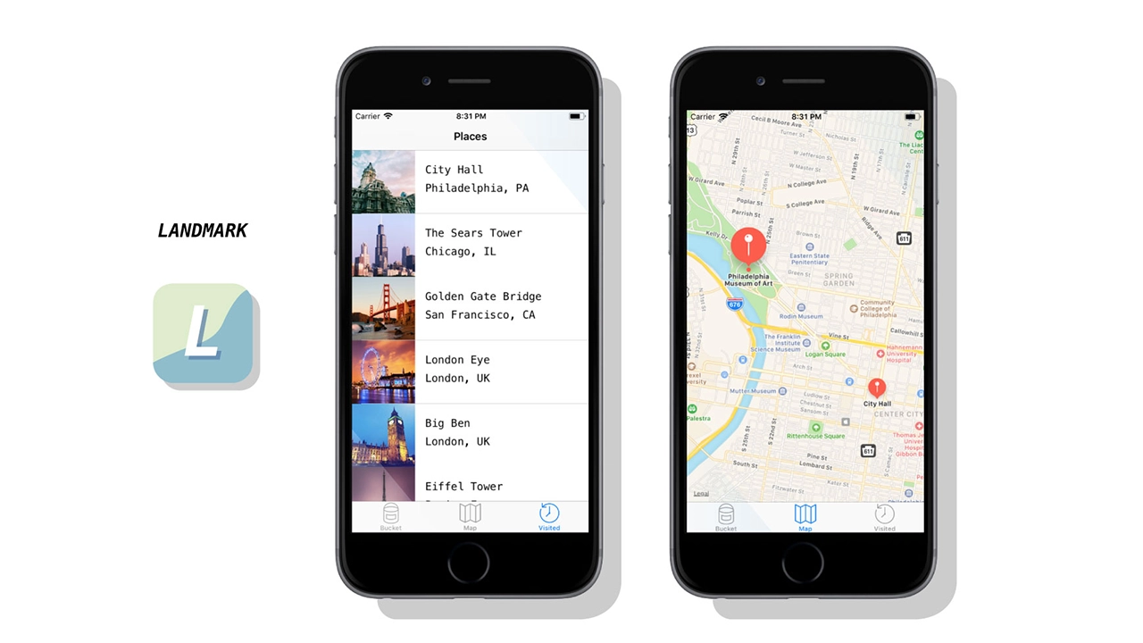 Final product including app icon and example screens.