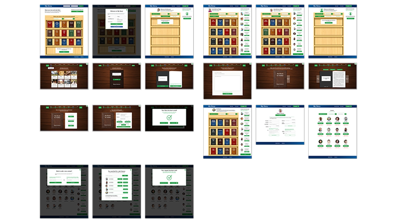 High-fidelity prototype of My Story website.