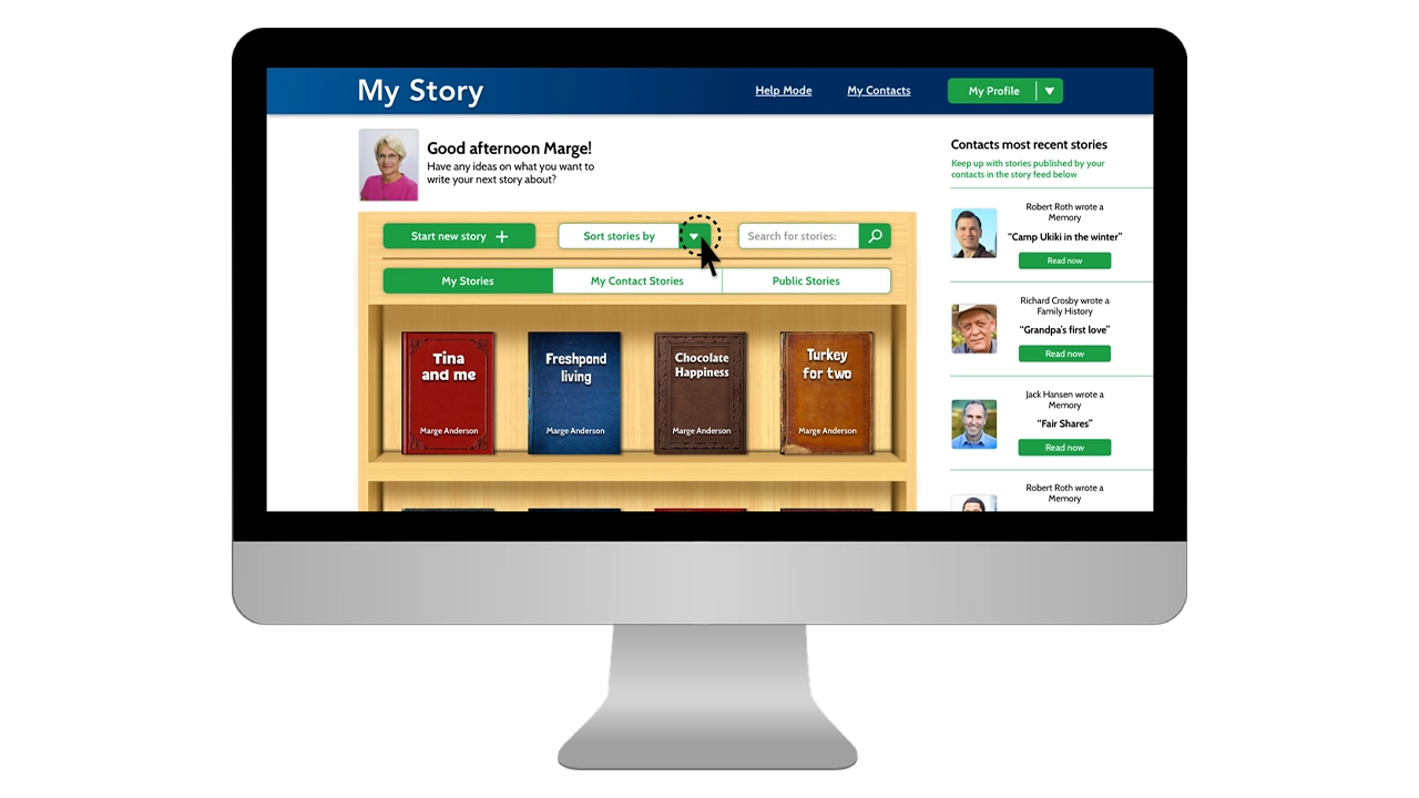 Final prototype of My Story on a screen.