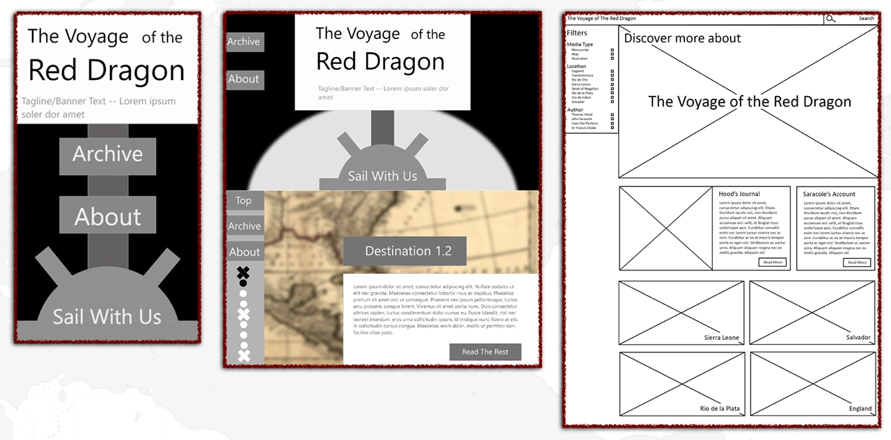 Low fidelity prototypes of the Red Dragon project.