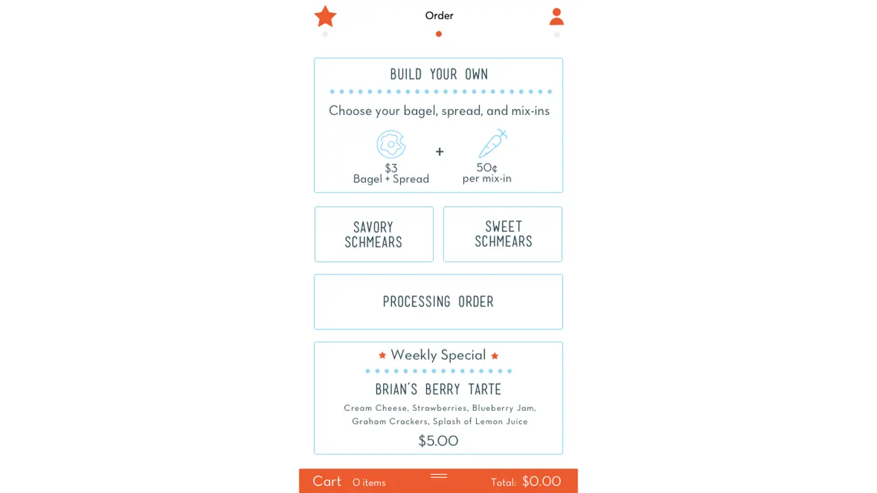 Homescreen on the Schmear It app.