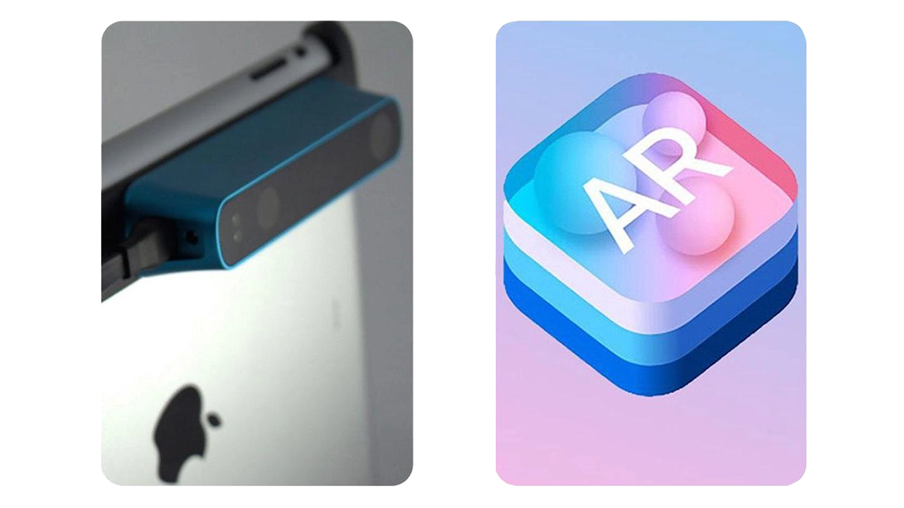 Technology used to create the Window Shopping App. On the left is the 3D scanner attachment, and on the right is Apple's ARkit.