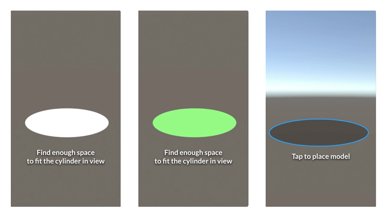 Screen asking user to set up a circle. This is where the model is able to change between outfits.