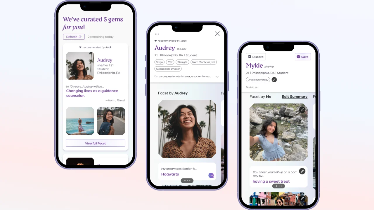 Facets app UI mockups