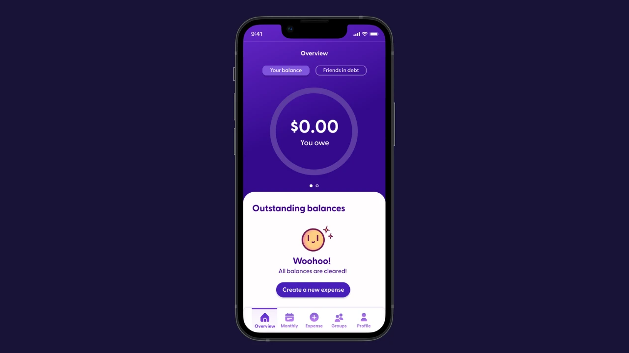 Payback home screen UI